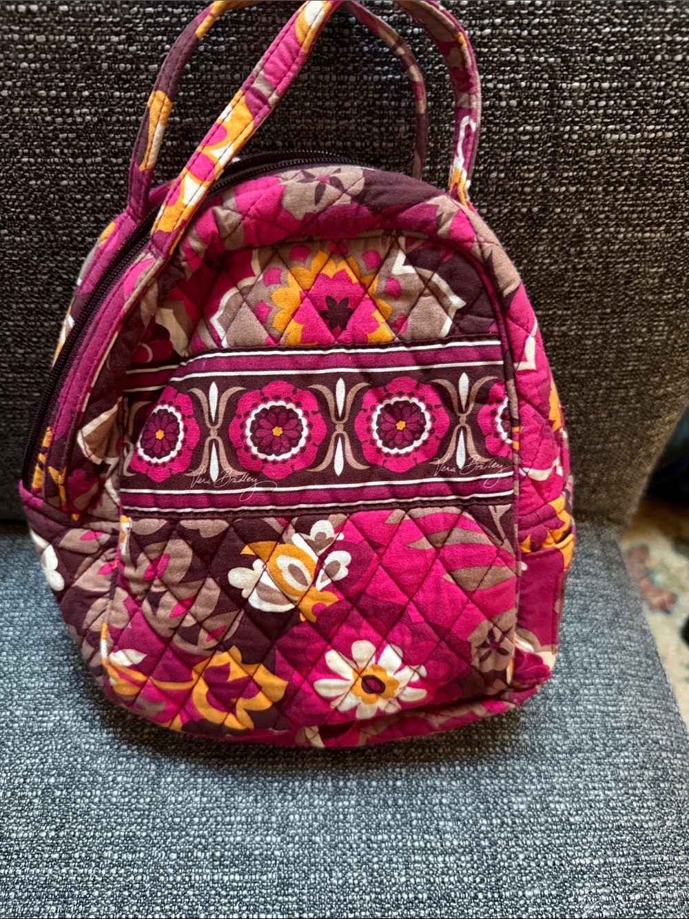 Vera Bradley Raspberry Floral Quilted lunchbox.